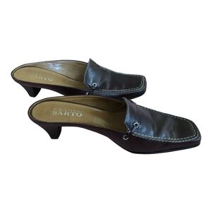 Franco Sarto brown leather heeled, square toe, slide size 6M